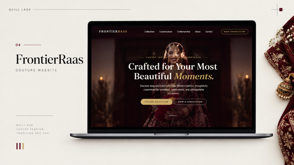 FrontierRaas luxury couture website designed by Quill Labs