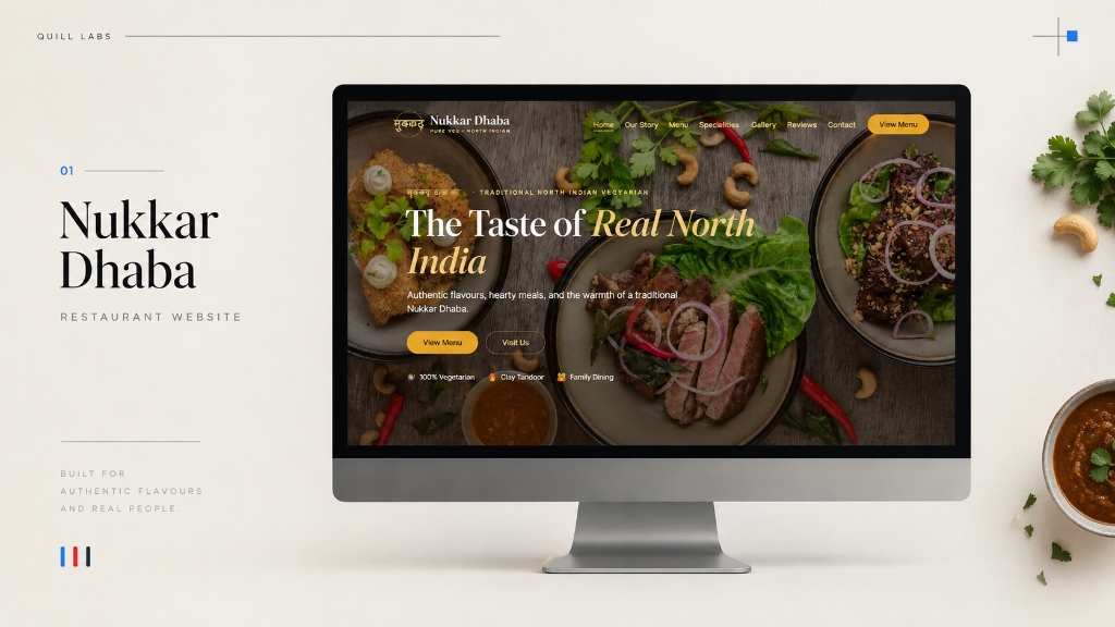 Nukkar Dhaba restaurant website designed by Quill Labs